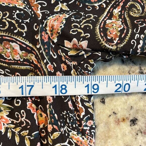 J. Jill Tunic Womens Black Multi Floral Paisley Button Up Long Sleeve Blouse Sma - Picture 7 of 8